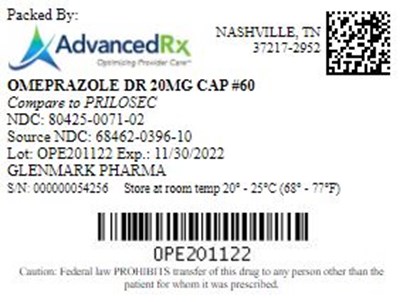 Omeprazole Dr 20mg Cap Qty 60 Ndc 80425 0071